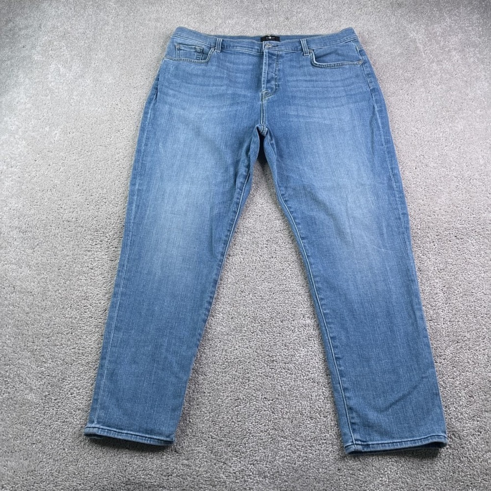 7‎ For All Mankind Jeans Womens 32 Blue Josefina Boyfriend Button Fly Denim